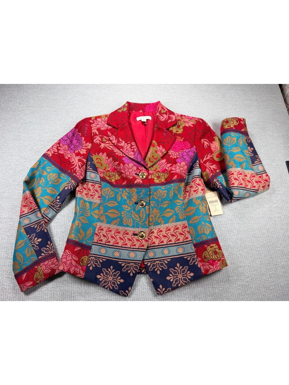 Coldwater Creek Colorful Jacquard Jacket Size 8